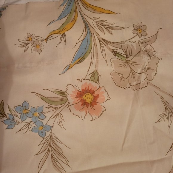 Vintage Bedding Vintage J C Penny Percale Permanent Press Floral Full Flat Sheet 2 Cases